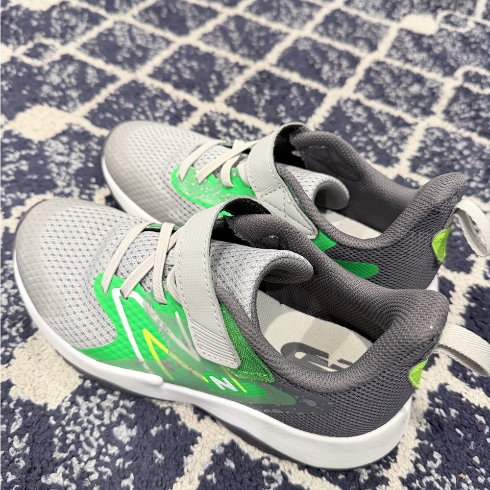 New Balance Kids Gray and Neon Green Sneakers